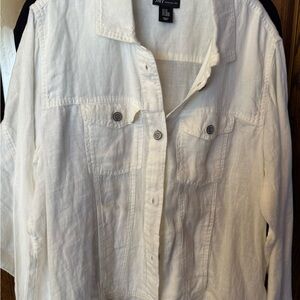 Jones New York Size 2X Jacket Linen Women's White